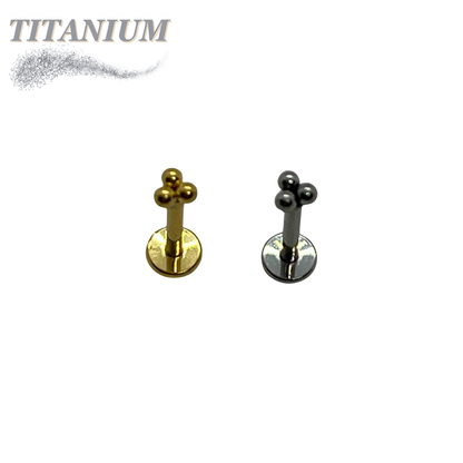 Titanium Threadless Pushpin Triangular 3 Ball Cluster Labret Combo - 4mm base