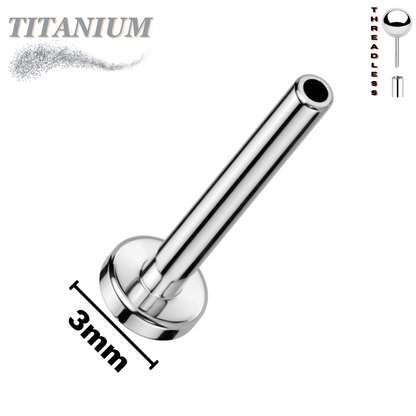 Titanium Threadless Flat Back Labret (Post Only) 3mm Base
