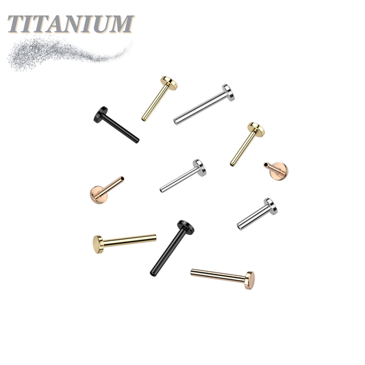 Threadless Titanium Flat Back Labret Post Only - 2.5mm Base