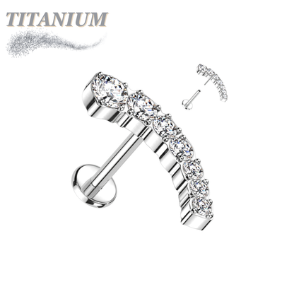 Titanium Threadless Prong Set Descending Curved Labret Combo
