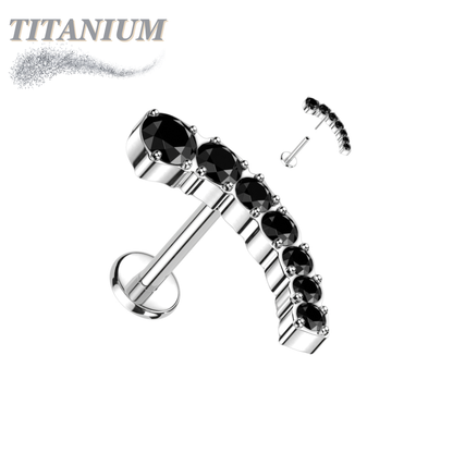 Titanium Threadless Prong Set Descending Curved Labret Combo
