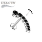 Titanium Threadless Prong Set Descending Curved Labret Combo