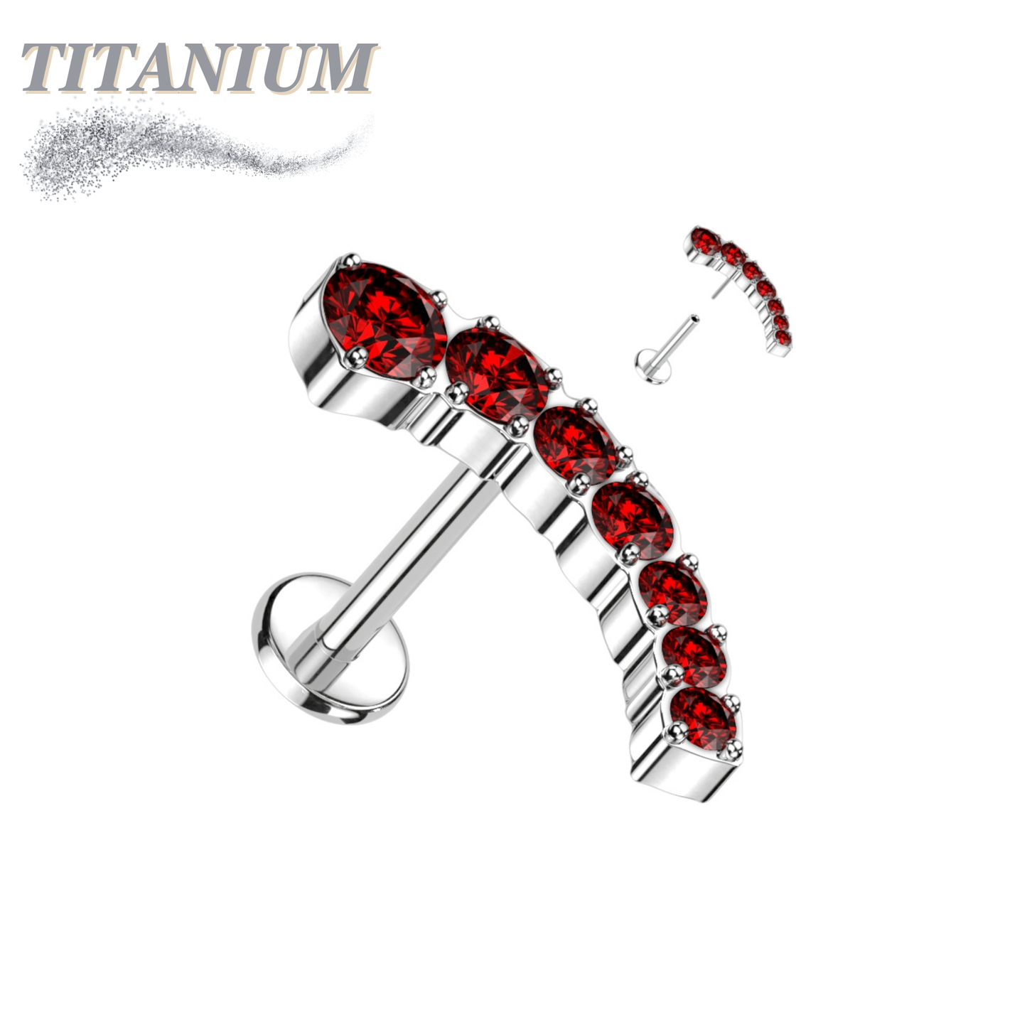 Titanium Threadless Prong Set Descending Curved Labret Combo