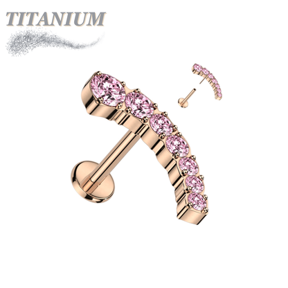 Titanium Threadless Prong Set Descending Curved Labret Combo