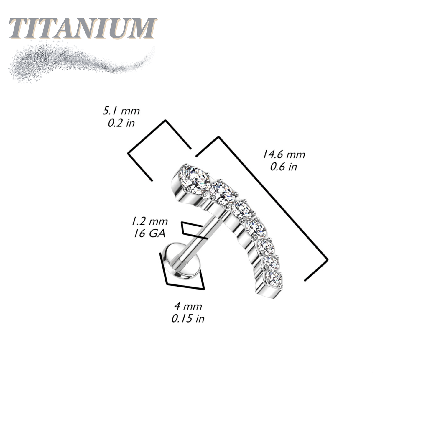 Titanium Threadless Prong Set Descending Curved Labret Combo