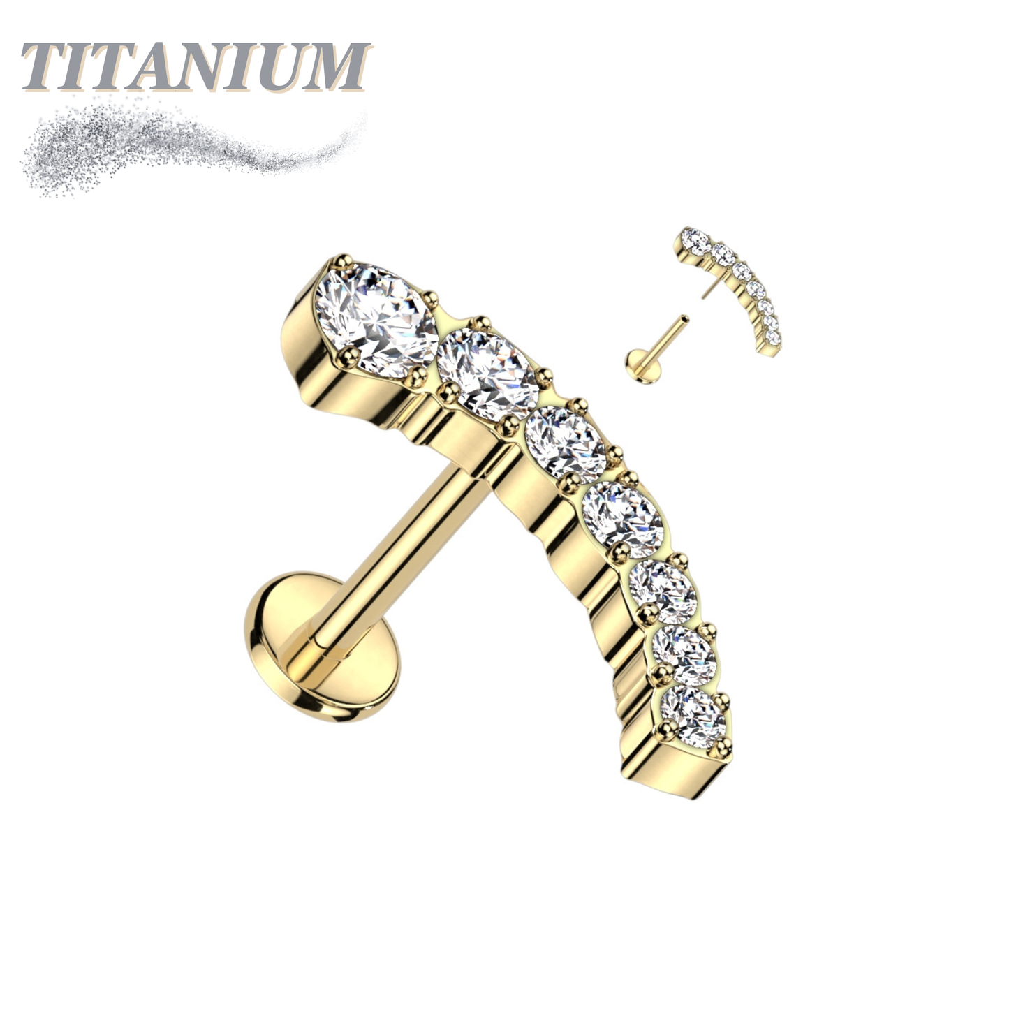 Titanium Threadless Prong Set Descending Curved Labret Combo
