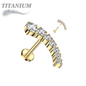 Titanium Threadless Prong Set Descending Curved Labret Combo