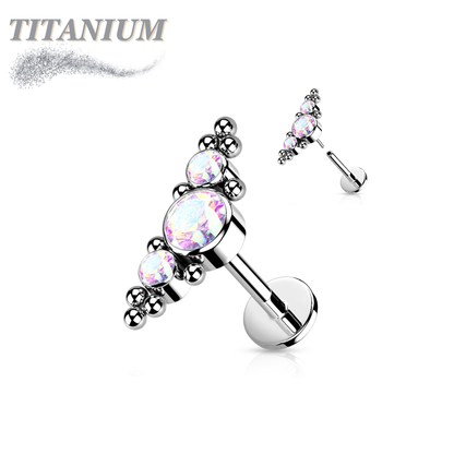 Titanium Threadless 3 CZ Bezels w/ Ball Clusters Labret Combo