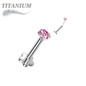 Titanium Threadless Labret w/ 5 Petal Base and Prong Set CZ Top