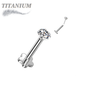 Titanium Threadless Labret w/ 5 Petal Base and Prong Set CZ Top