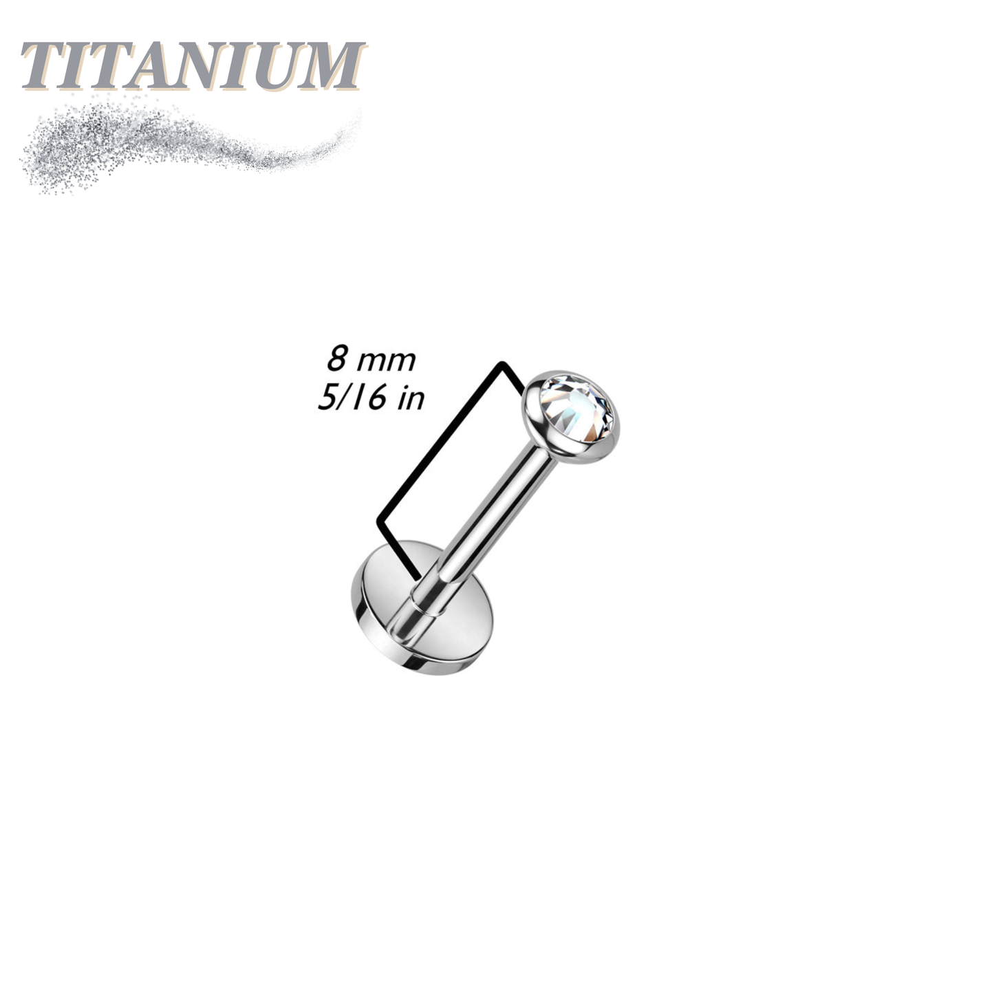 Titanium Threadless Labret with Opal Bezel Set Flat Top (4mm Base)