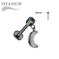 Titanium Threadless Round Bezel with Dangle Crescent Moon Labret Combo