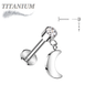 Titanium Threadless Round Bezel with Dangle Crescent Moon Labret Combo