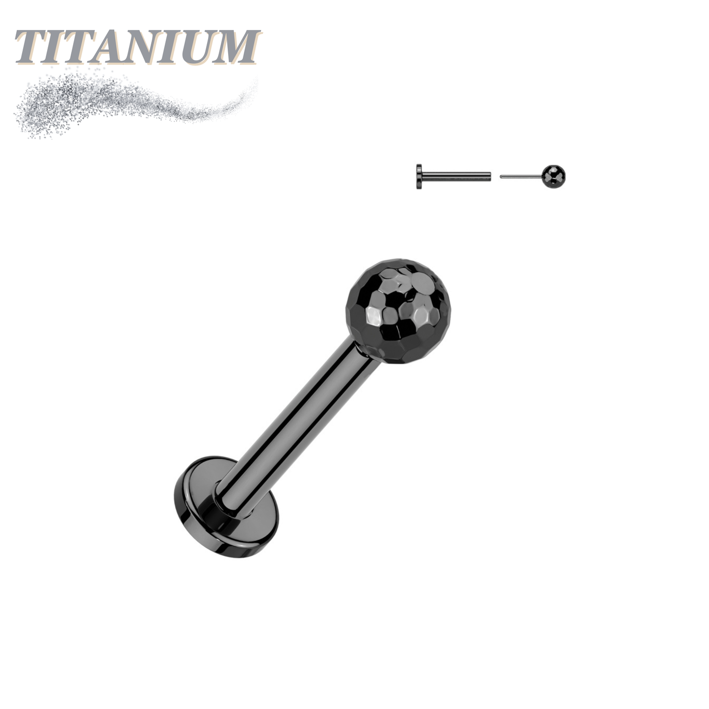 Titanium Threadless Labret Combo with Disco / Gold Ball Tops