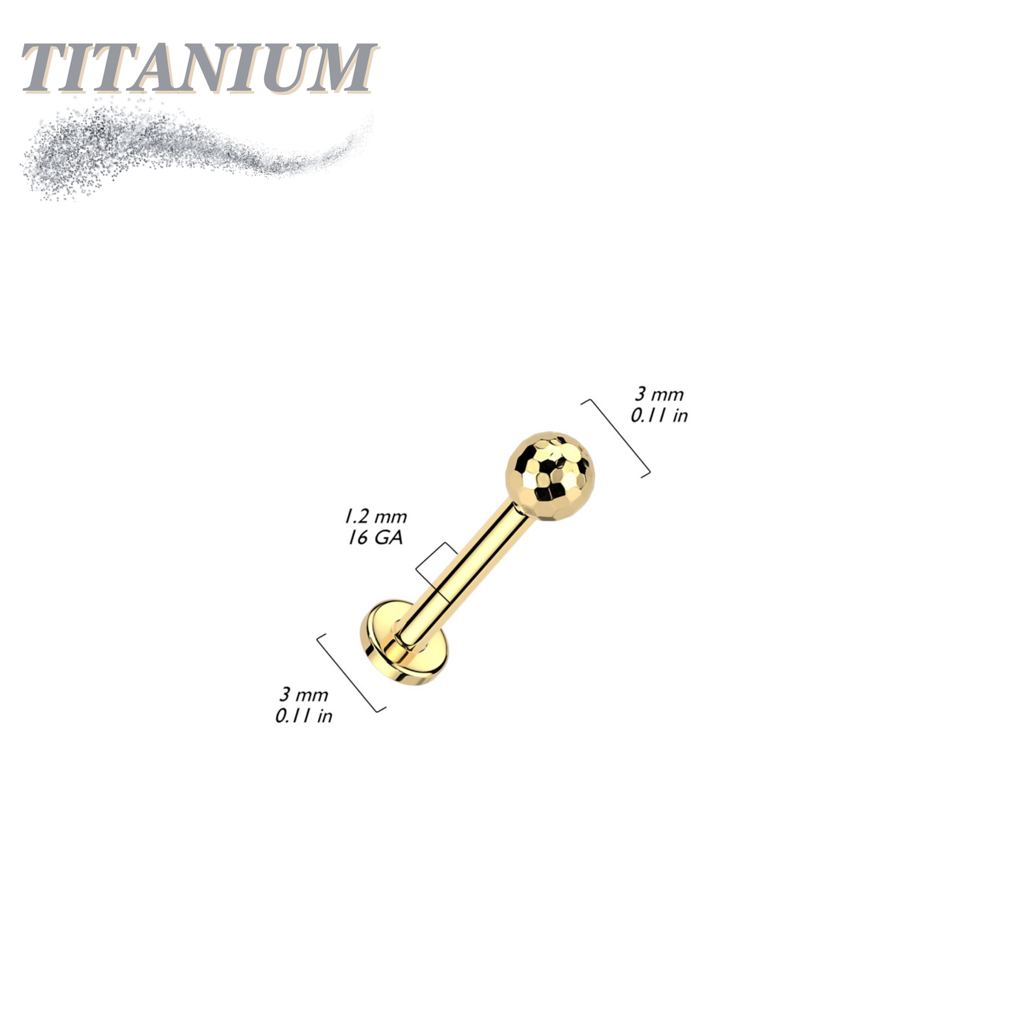 Titanium Threadless Labret Combo with Disco / Gold Ball Tops