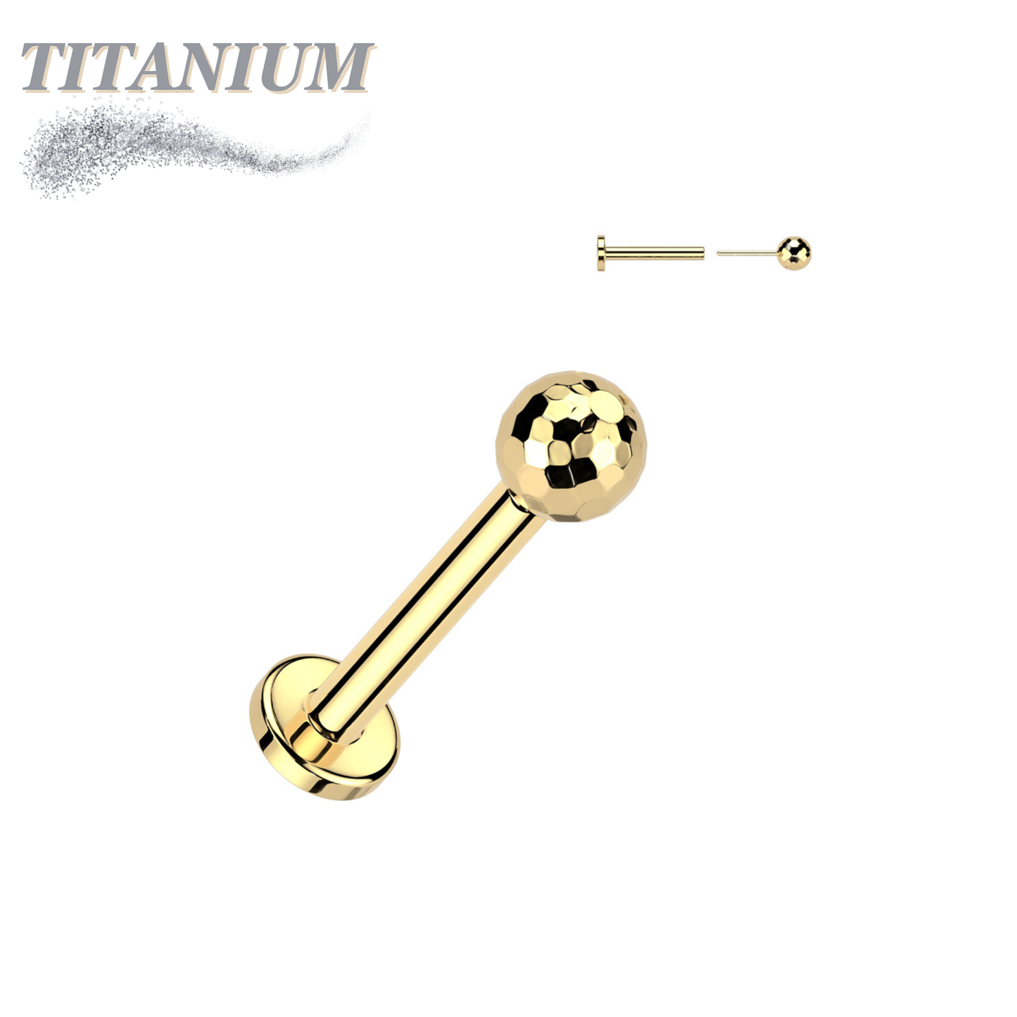 Titanium Threadless Labret Combo with Disco / Gold Ball Tops
