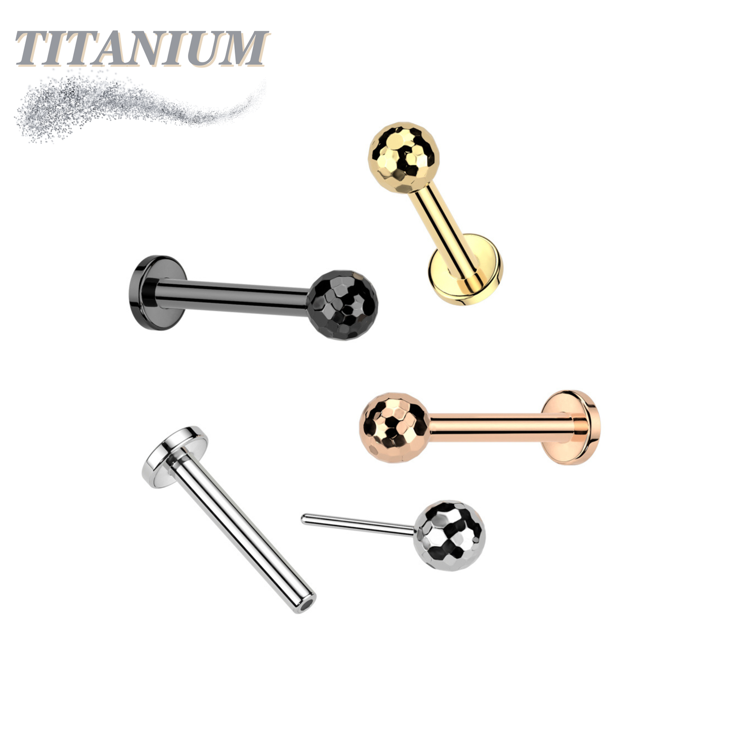 Titanium Threadless Labret Combo with Disco / Gold Ball Tops