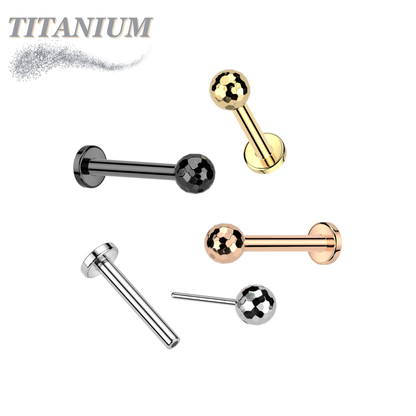 Titanium Threadless Labret Combo with Disco / Gold Ball Tops