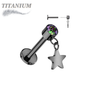 Titanium Threadless Round Bezel with Dangle Star Labret Combo