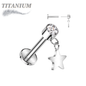 Titanium Threadless Round Bezel with Dangle Star Labret Combo