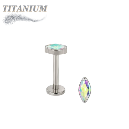 Titanium Threadless Single Marquise CZ or Opal Labret Combo