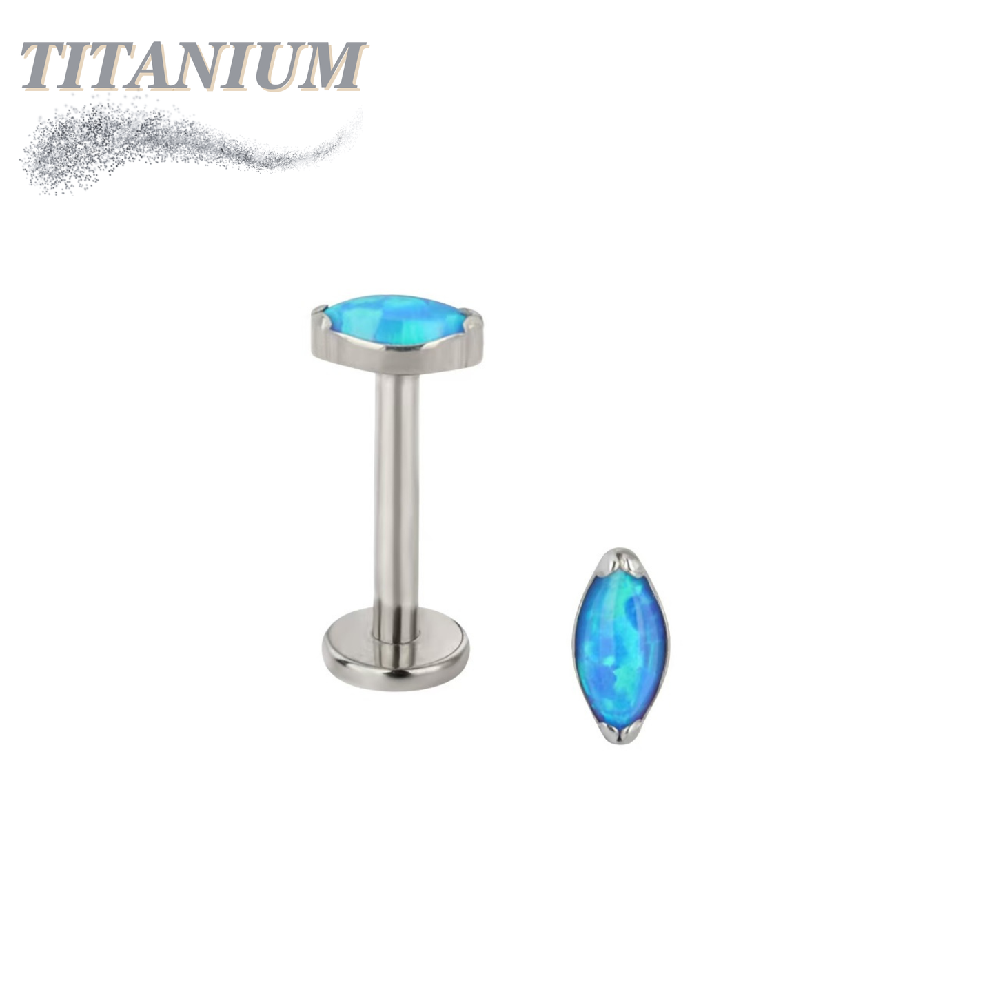 Titanium Threadless Single Marquise CZ or Opal Labret Combo