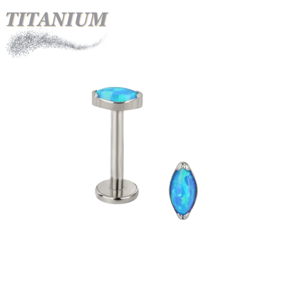 Titanium Threadless Single Marquise CZ or Opal Labret Combo