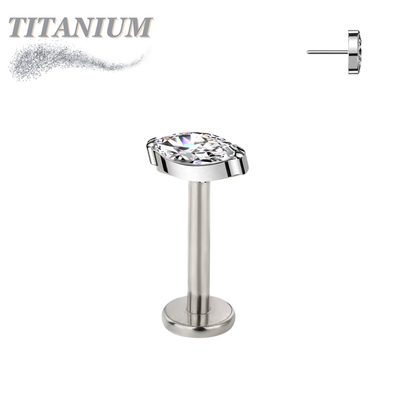 Titanium Threadless Single Marquise CZ or Opal Labret Combo