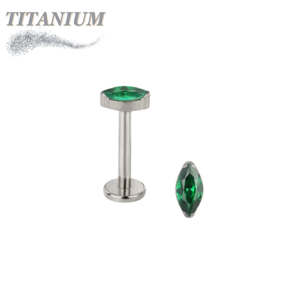 Titanium Threadless Single Marquise CZ or Opal Labret Combo