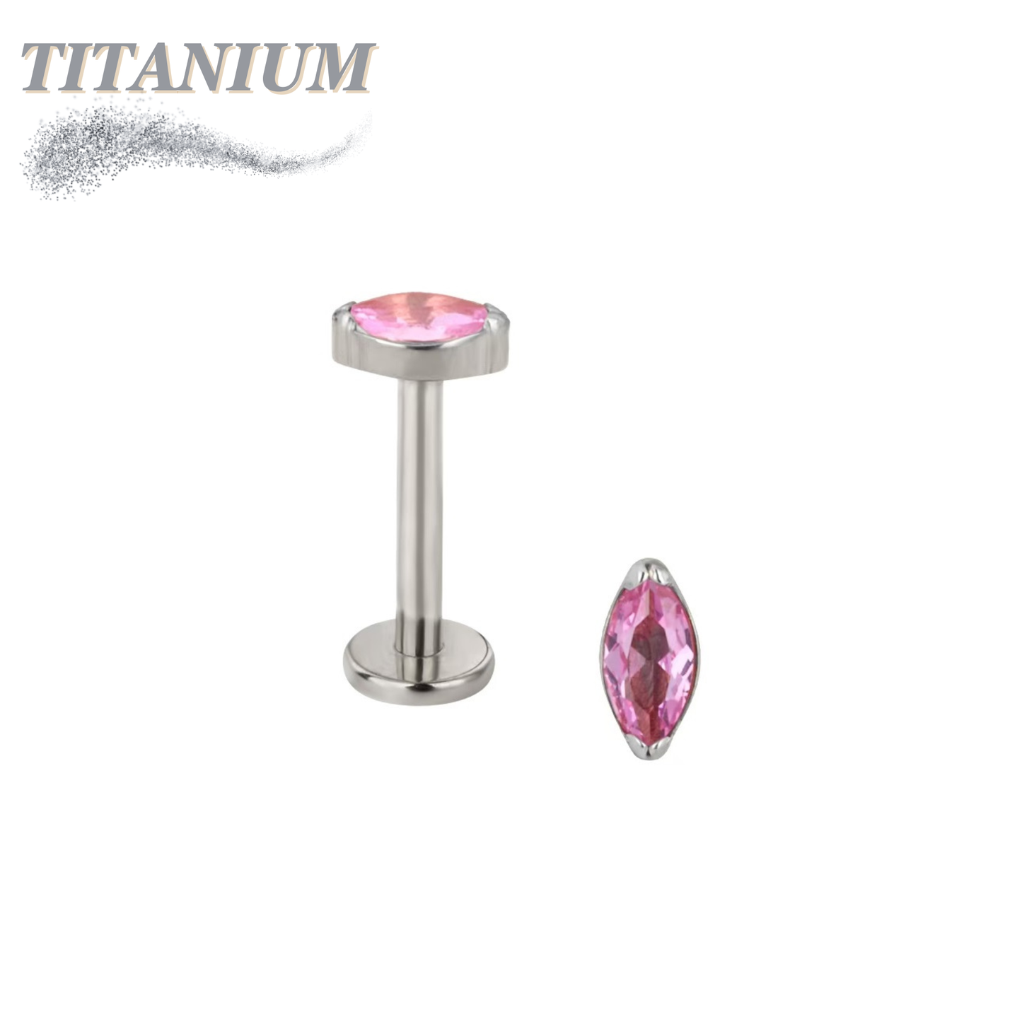Titanium Threadless Single Marquise CZ or Opal Labret Combo