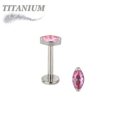 Titanium Threadless Single Marquise CZ or Opal Labret Combo