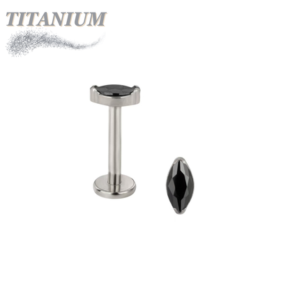 Titanium Threadless Single Marquise CZ or Opal Labret Combo