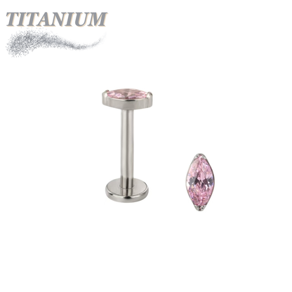 Titanium Threadless Single Marquise CZ or Opal Labret Combo
