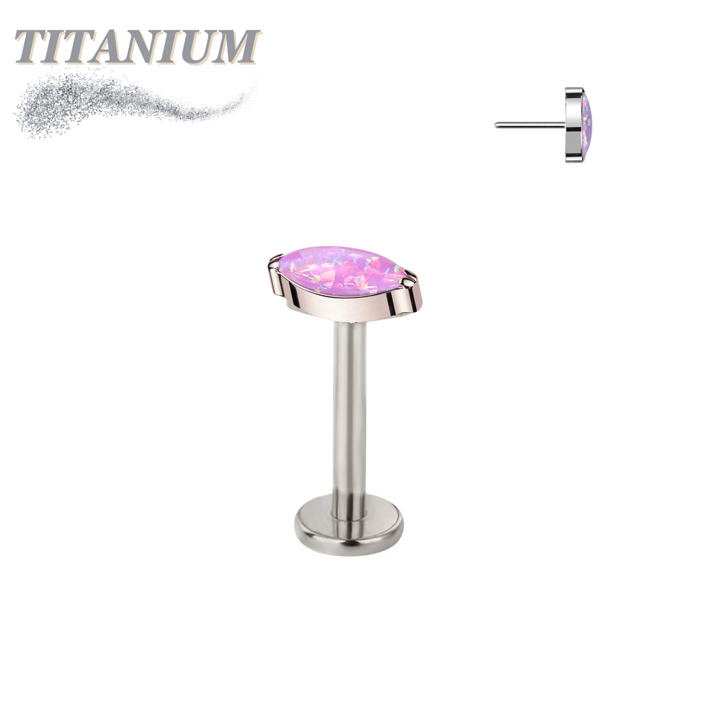 Titanium Threadless Single Marquise CZ or Opal Labret Combo