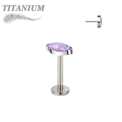Titanium Threadless Single Marquise CZ or Opal Labret Combo