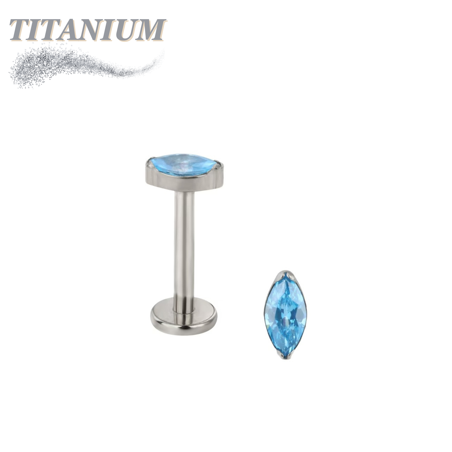 Titanium Threadless Single Marquise CZ or Opal Labret Combo