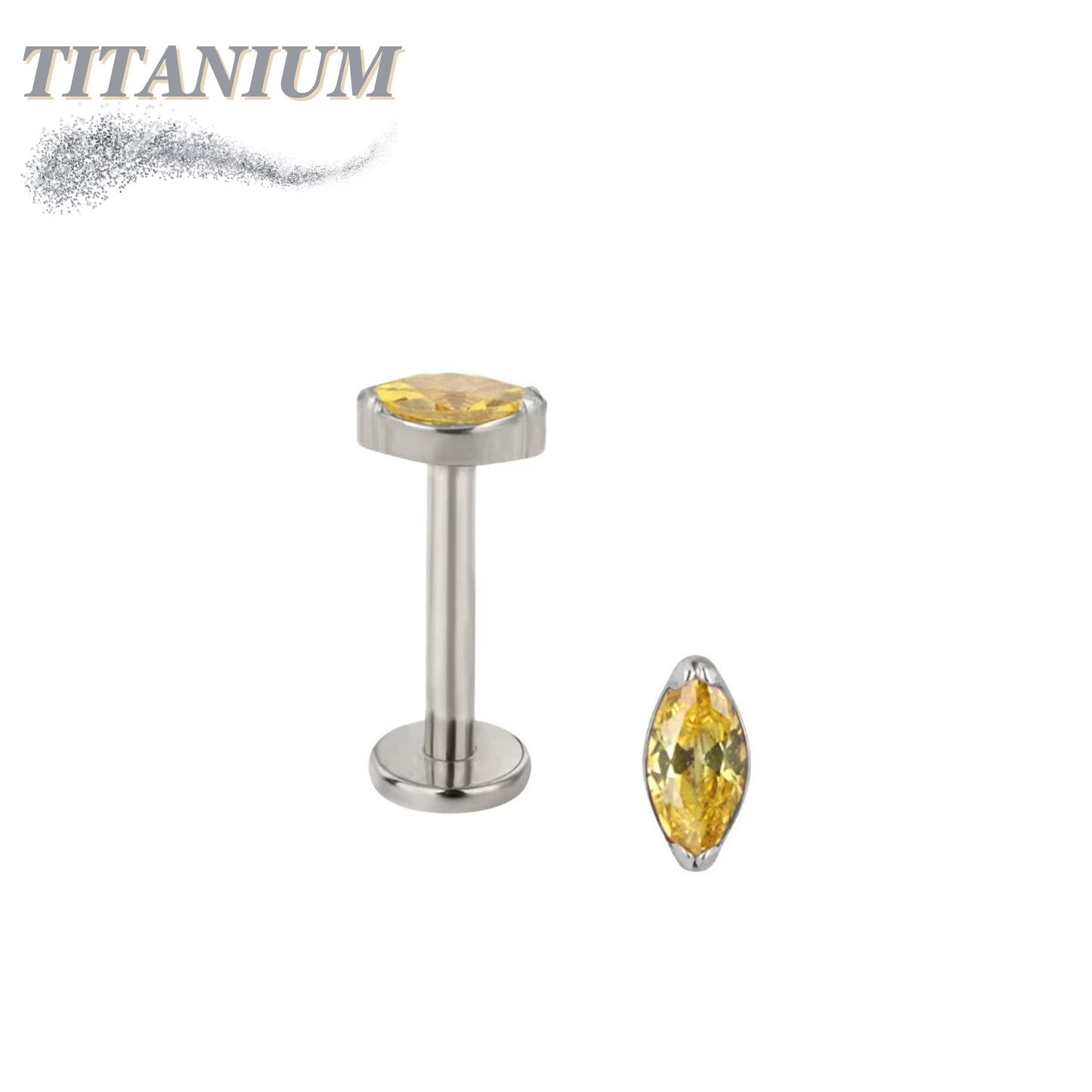 Titanium Threadless Single Marquise CZ or Opal Labret Combo