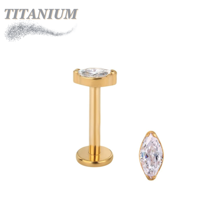 Titanium Threadless Single Marquise CZ or Opal Labret Combo