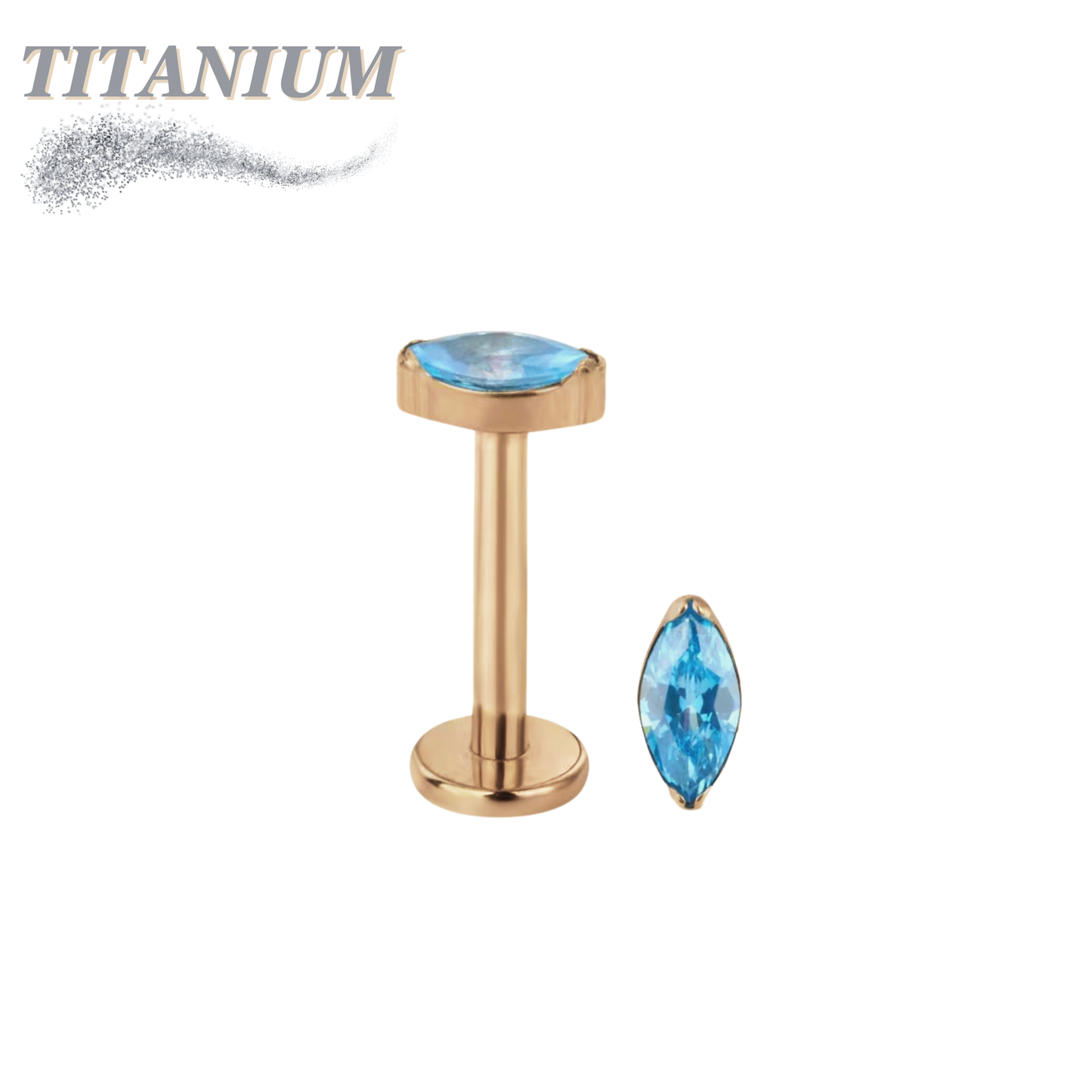Titanium Threadless Single Marquise CZ or Opal Labret Combo
