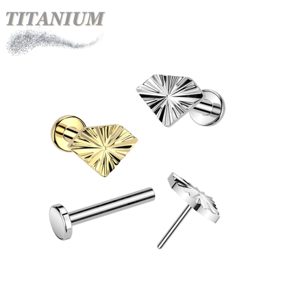 Titanium Threadless Labret Combo with Diamond Shape Ridged Top