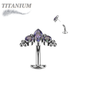 Titanium Threadless Floating Belly Ring with Marquise/CZ/Cluster Ball Top