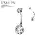 Titanium Threadless Belly Ring with Prong/CNC Claw Set CZ