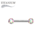 Titanium Threadless Nipple Barbell w/ Forward Facing CZ Bezel Set Ends