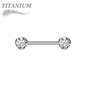 Titanium Threadless Nipple Barbell w/ Forward Facing CZ Bezel Set Ends