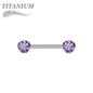 Titanium Threadless Nipple Barbell w/ Forward Facing CZ Bezel Set Ends