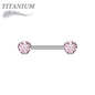 Titanium Threadless Nipple Barbell w/ Forward Facing CZ Bezel Set Ends