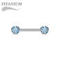 Titanium Threadless Nipple Barbell w/ Forward Facing CZ Bezel Set Ends
