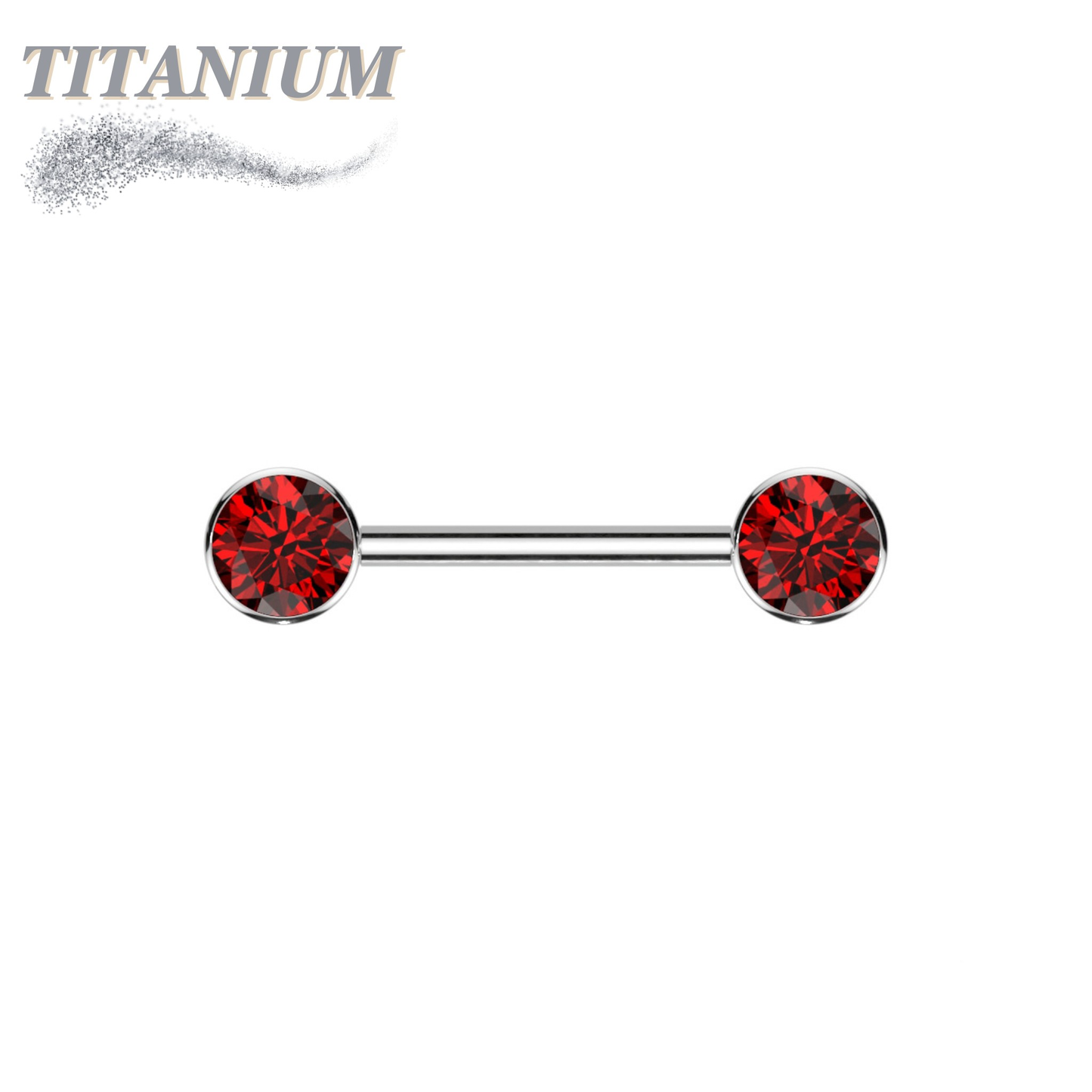 Titanium Threadless Nipple Barbell w/ Forward Facing CZ Bezel Set Ends