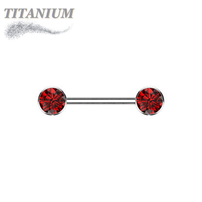 Titanium Threadless Nipple Barbell w/ Forward Facing CZ Bezel Set Ends