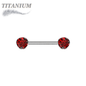 Titanium Threadless Nipple Barbell w/ Forward Facing CZ Bezel Set Ends